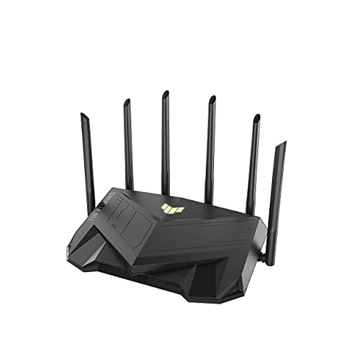 ASUS TUF AX5400 Dual Band WiFi 6 Gaming Router (Black) with Dedicated Gaming Port, Port Forwarding, AiMesh, AiProtection Pro Network Security, Aura RGB Lighting, Advanced Parental Controls.
