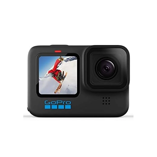 GoPro HERO10 Black — Waterproof Action Camera with Touch Screen 5K Ultra HD Video 23MP Photos 1080p Live Streaming Stabilization, Dual Screen, HyperSmooth 4.0 and Time Warp 3.0