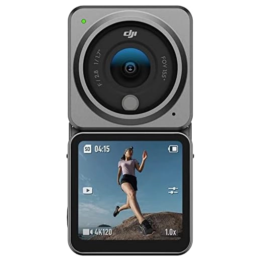 DJI Action 2 Dual Screen Combo-12MP Action Camera with Front Touchscreen, Magnetic Versatility, 4K Recording Upto 120 FPS& 155° FOV, Portable& Wearable, HorizonSteady, AI Editor, 10m Waterproof,Black