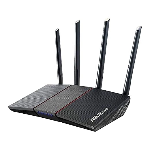 Asus RT-AX55 AX1800 Dual Band WiFi 6 (Black) Router Supporting MU-MIMO and OFDMA Technology, with AiProtection Powered by Trend Microâ„¢, Compatible with ASUS AiMesh WiFi System, and Parental Controls.