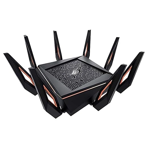 ASUS GT-AX11000 ROG Rapture Router (Black) AX11000 Tri-Band WiFi 6 Gaming WiFi Router 10 Gigabit with a Quad-core CPU, FS Band, wtfast, AiMesh WiFi System, Adaptive QoS and Free Network Security
