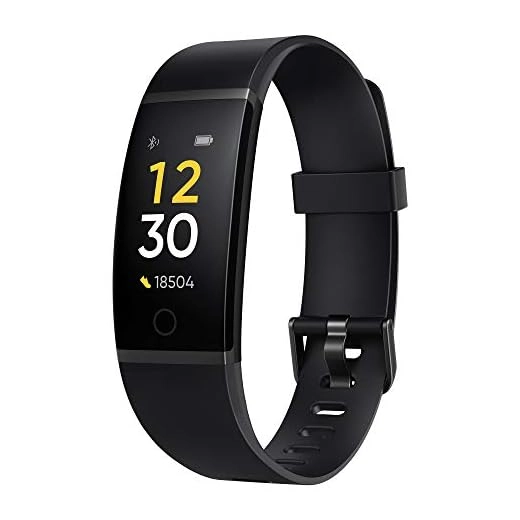 Realme Band (Black) - Full Colour Screen with Touchkey, Real-time Heart Rate Monitor, in-Built USB Charging, IP68 Water Resistant
