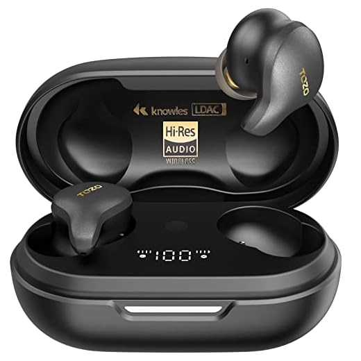 TOZO Golden X1 Wireless Earbuds Bluetooth Headphones Support Ldac Hd Audio-Decoding,Origx Hi-Res Audio Wireless, Active and Environment Noise Cancellation with Smart Touch Headset Black