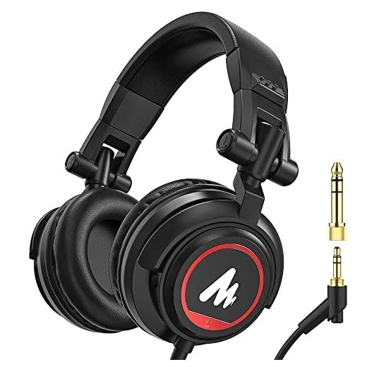 Maono AU-MH501 Over-Ear Studio headphones, Stereo Monitor Closed Back Headsets with 50mm Driver and Lightweight Foldable Design for Gaming, Singing, Microphone Recording, Mobile, PC