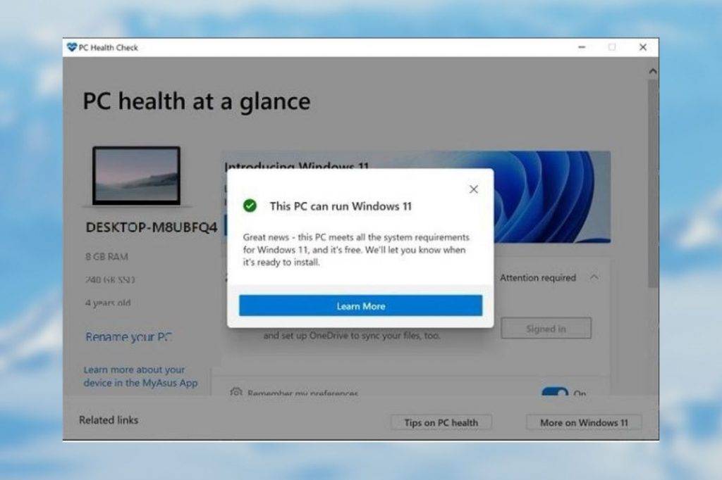 PC health check App for windows 11