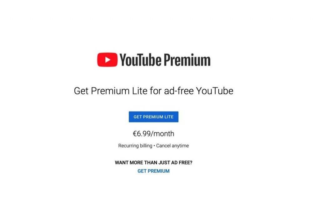 YouTube Premium Lite Price
