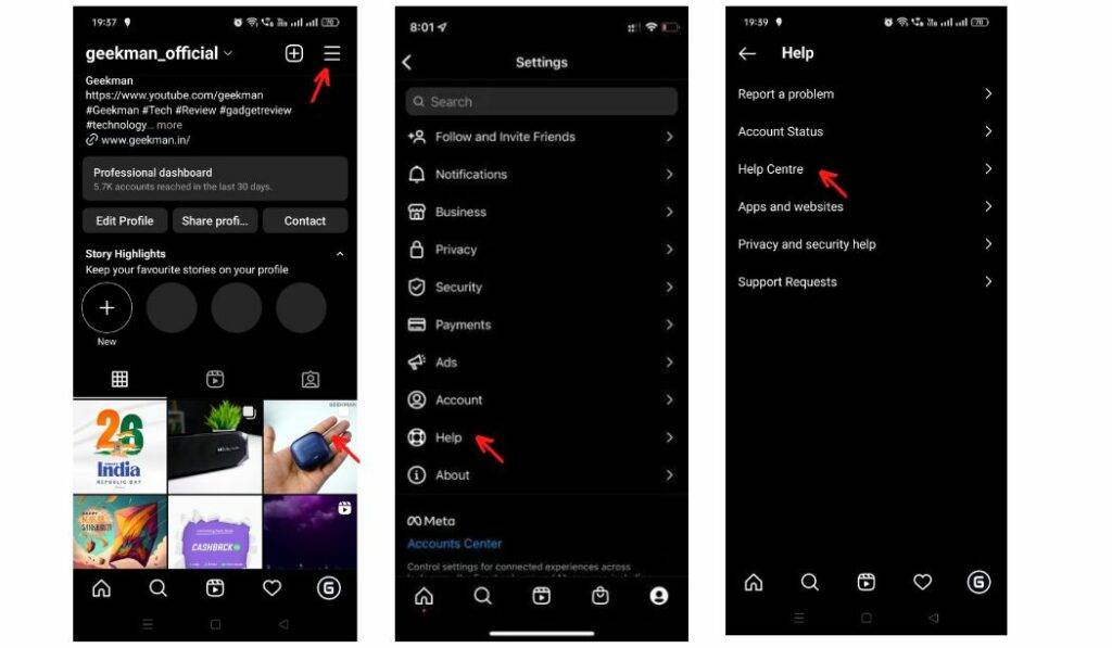 delete an Instagram account on android