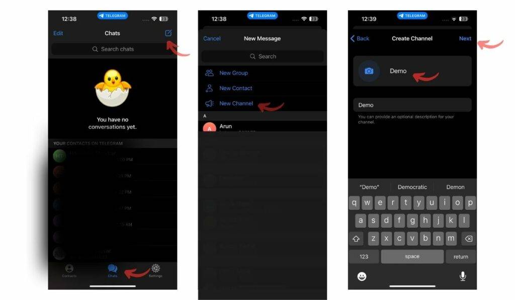 Create Telegram Channel iphone