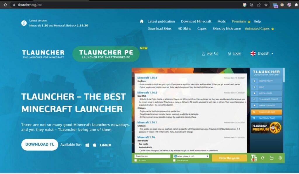 Tlauncher website