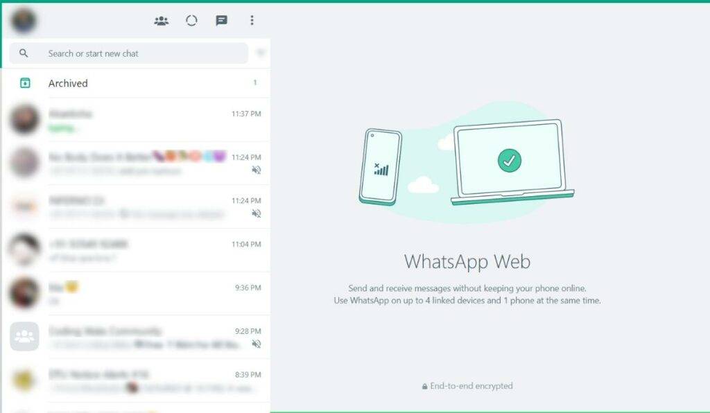 whatsapp web on computer 