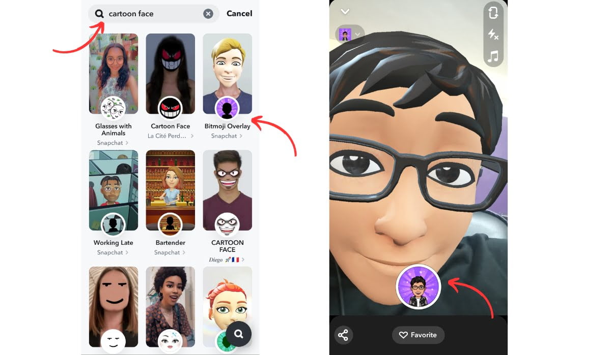 How To Send A Snap With Cartoon Face Lens On Android And IOS (2023) Geekman