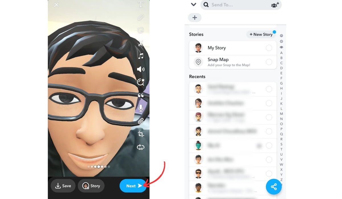 How To Send A Snap With Cartoon Face Lens On Android And IOS (2023 ...